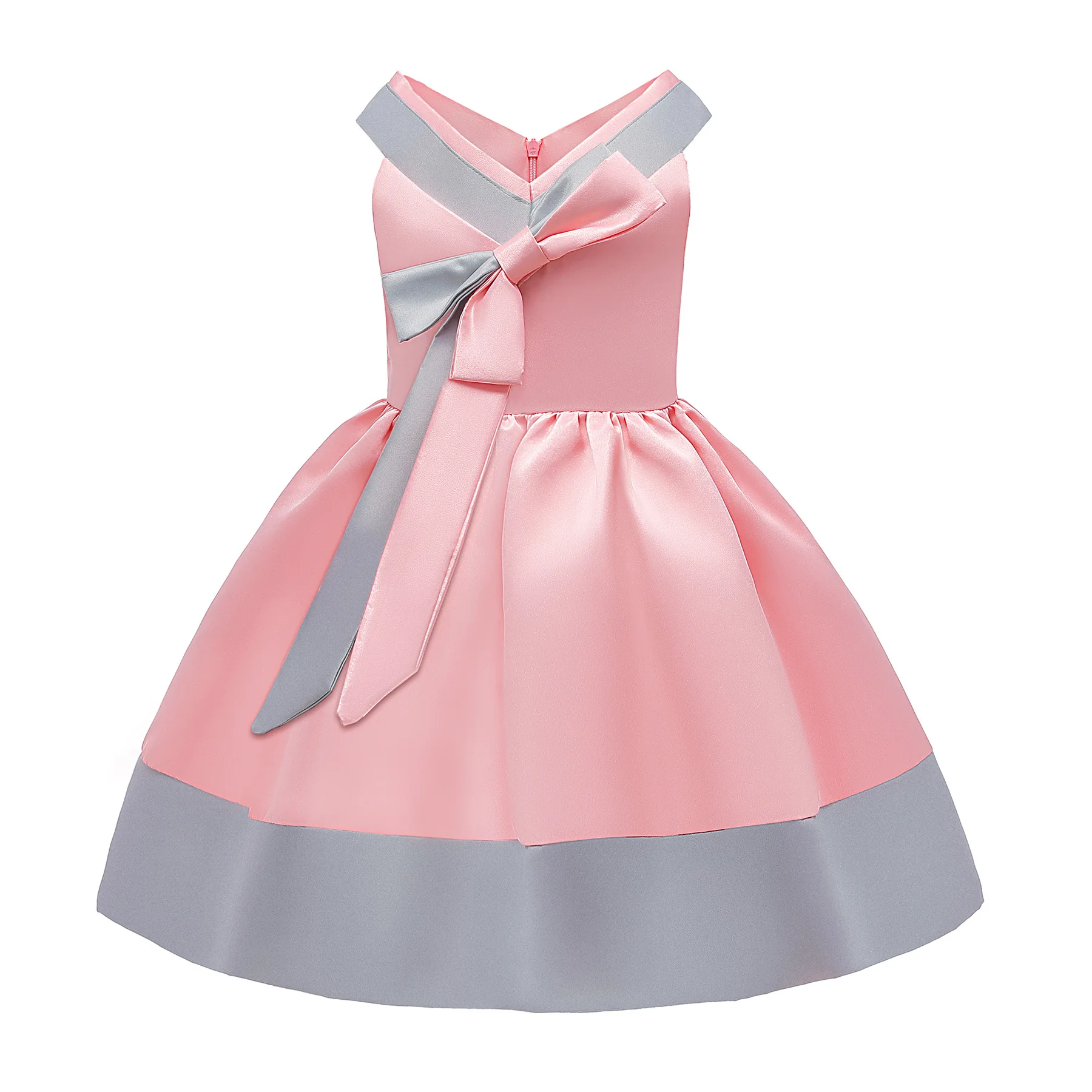 

New Kids Clothes Girls Knee-Length Korean Cotton 2 Bows Baby Girl Dress Children's Dresses Ball Prom 3 4 6 8 10 Years