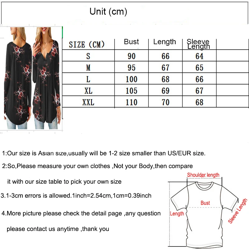 

Women plus size long sleeve Tees pleated loose printed ladies casual T-shirt fashion spring and summer tops Tshirt women Nice