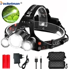 Налобный фонарь, светодиодный налобсветильник фонарь XML 5 Led T6, налсветильник ный фонарь, налсветильник рь с аккумулятором 18650, подходит для кемпинга, рыбалки