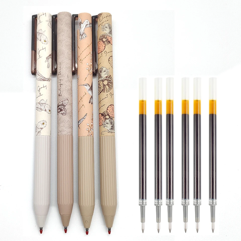 4pcs Gel Ink Rollerball Pen 0.5mm Black/Blue/Red ink Refill Medium Point Pens Student Writing Smoothly Office Business Supplies - купить по