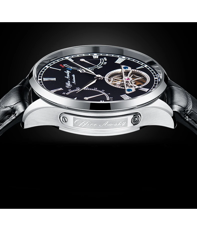 

Stainless Steel Automatic Mechanical Watch 30m Waterproof Sapphire Glass Multifunction Flywheel Hollow Men's Wrist watch Male