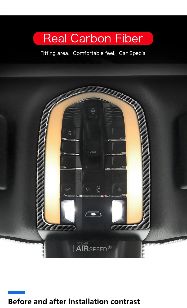 Airspeed для Porsche Macan наклейка из углеродного волокна для Porsche Macan аксессуары внутренняя отделка для чтения световая рамка наклейка 14-18