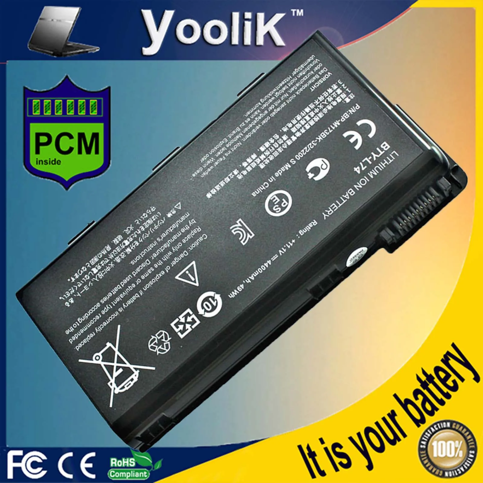 

New 6 cells laptop battery BTY-L74 For MSI A5000 A6000 A6200 A6203 A6205 A7200 Replace BTY-L75 L74 L75