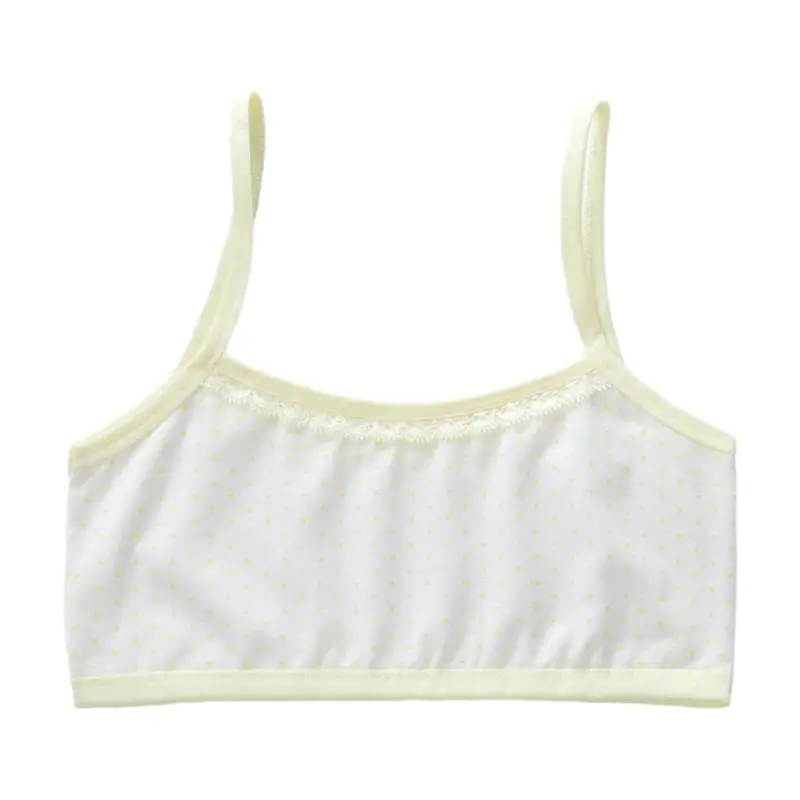 

Puberty Girls Cotton Underwear Polka Dot Print Training Bra Lace Splice Bralette L9CD