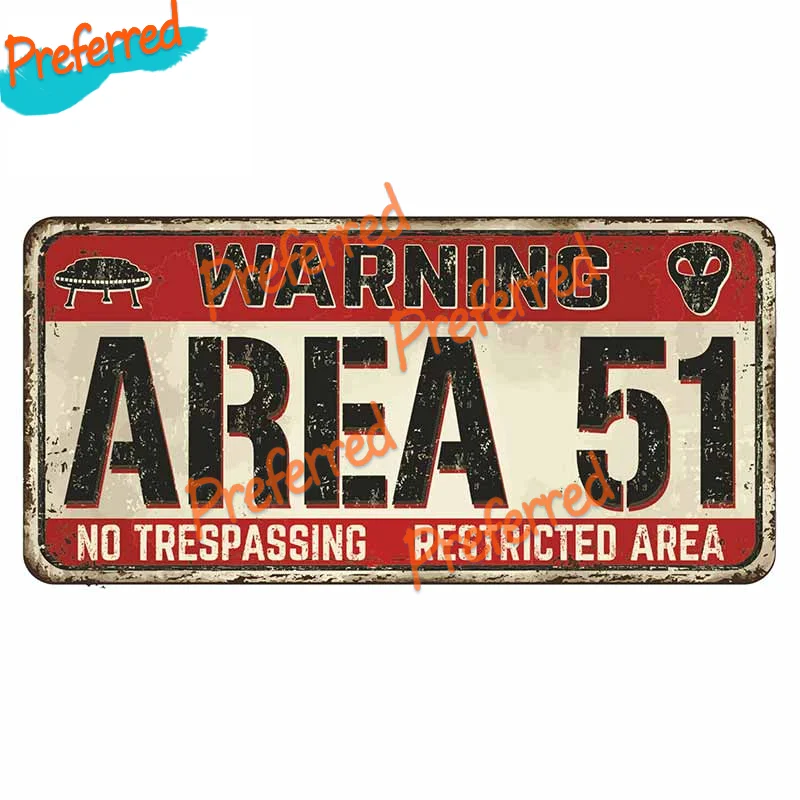 

Area 51 No Trespassing Personality Surfboard Cartoon Anime Decal Motocross Racing Laptop Helmet Trunk Car Sticker Die Cutting