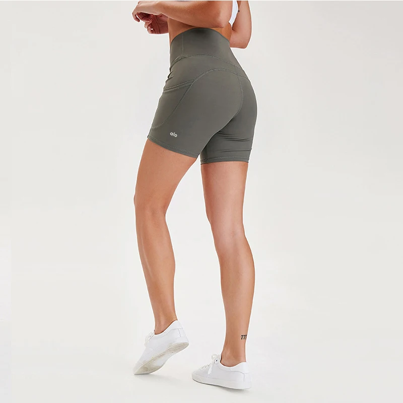 Летние женские шорты Alo для йоги 5 цветов с высокой талией велосипедные