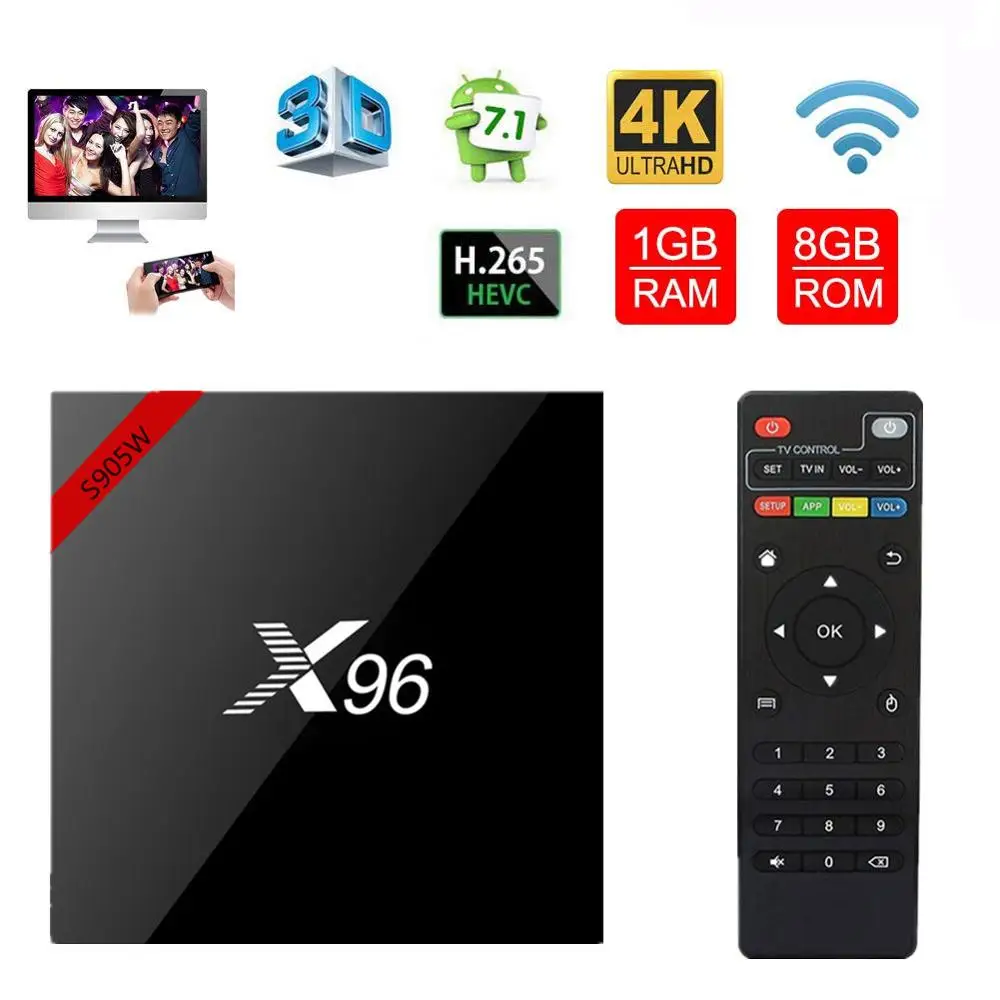 X96W Смарт ТВ коробка Android 7 1 Декодер каналов кабельного телевидения Коробки Amlogic