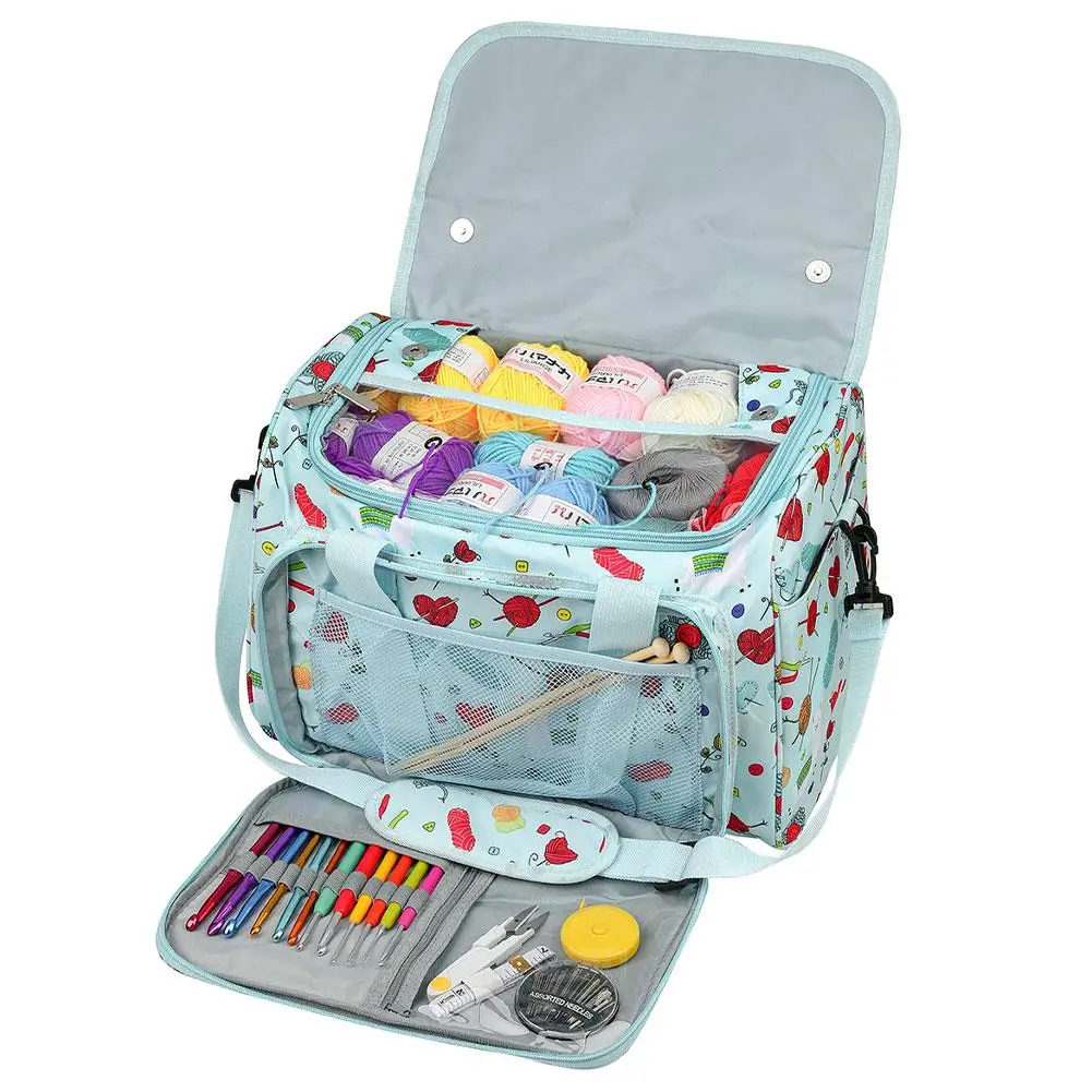 

Knitting Woolen Yarn Storage Bag With Inner Divider Yarn Tote Organizer Knitting Tool Holder For Wool Crochet Hooks Needle