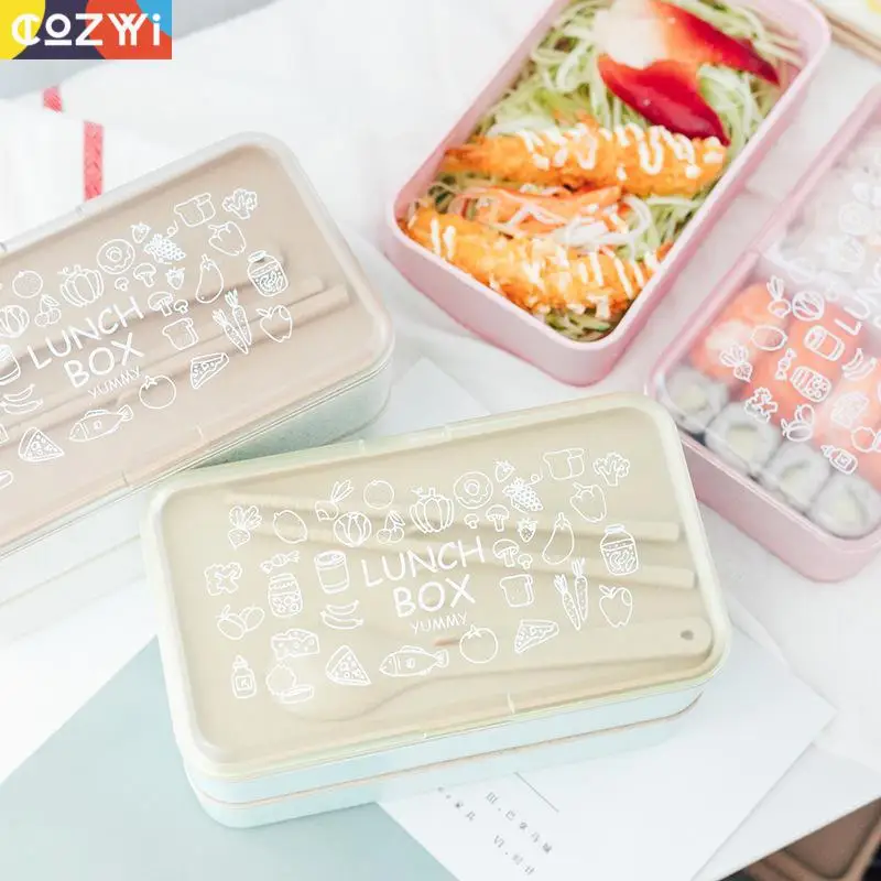 On the Go пшеничный стебель Ланчбокс двухслойная столовая посуда Bento коробка