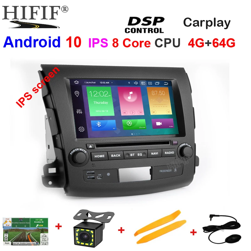 Автомобильный DVD плеер PX5 Carplay с IPS экраном 8 дюймов DSP Android 10 4 Гб ОЗУ для Mitsubishi Outlander