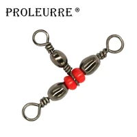 10pcslot fishing snap swivel 3 way barrel swivel ring fishhook lure line connector with beads swivels bearing fishing accessory