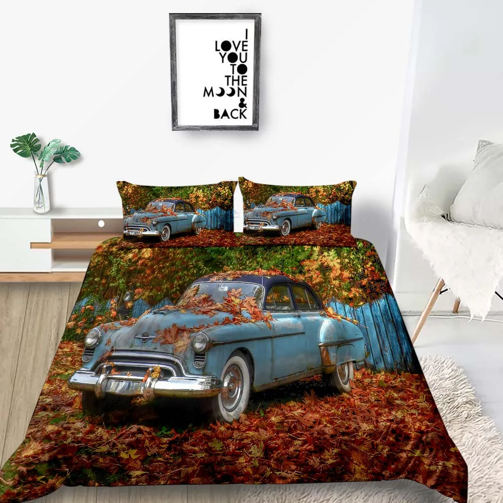 Постельные принадлежности с изображением листьев набор потертый автомобиль