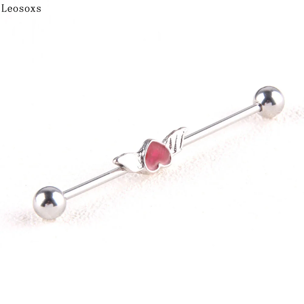 

Leosoxs 2 piece New Love Wings Ear Bone Nails Angel Stainless Steel Long Ear Bone Nails Human Body Piercing Jewelry