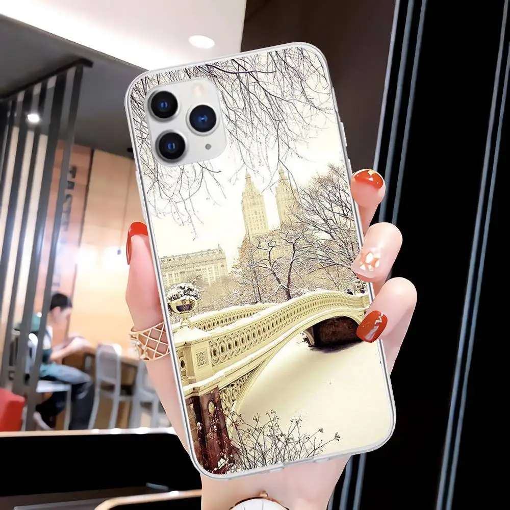 

Girls Winter New York Central Transparent Mobile Phone Case For Honor 8X 10i 20i 20 Lite Cover