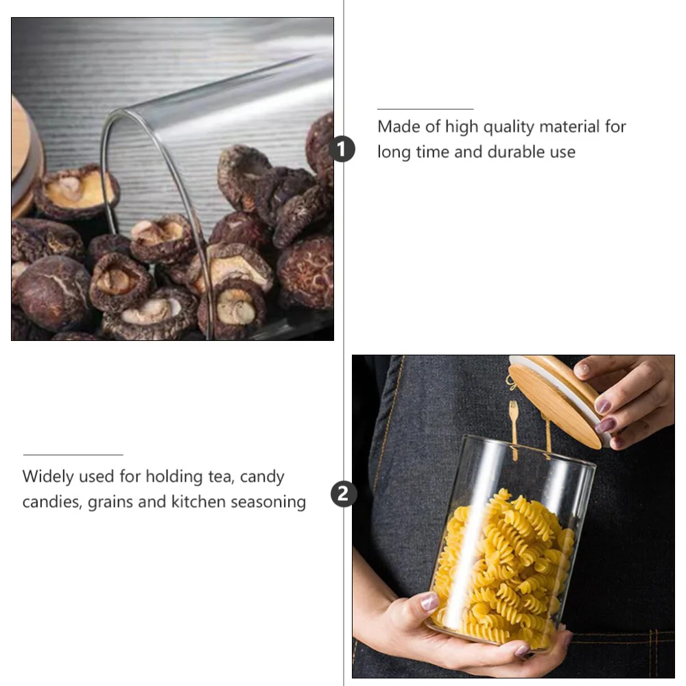 

10pcs Glass Sealed Can Food Storage Tank Bamboo Lid Tea Canister (Transparent)