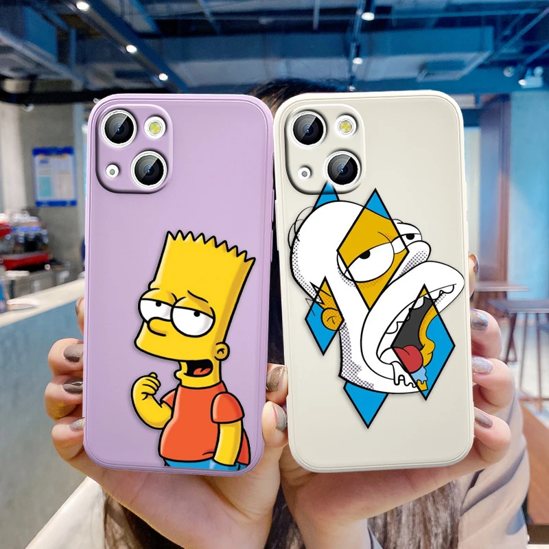 

The Simpson Homer J Case For Apple iPhone 14 13 12 Mini 11 Pro XS MAX XR X 8 7 6S SE Plus Liquid Rope Phone Cover Core Capa