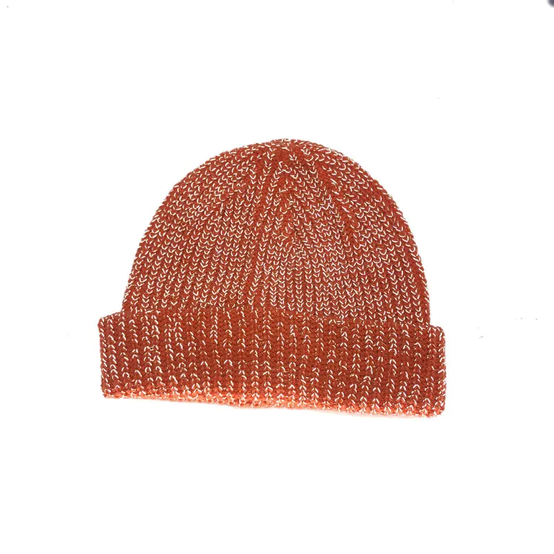 

2020 New Fashion Brimless Hats Hip Hop Beanie Skullcap Reflective Knitted Hat Women Men Casual Solid Pumpkin Portable Melon Cap