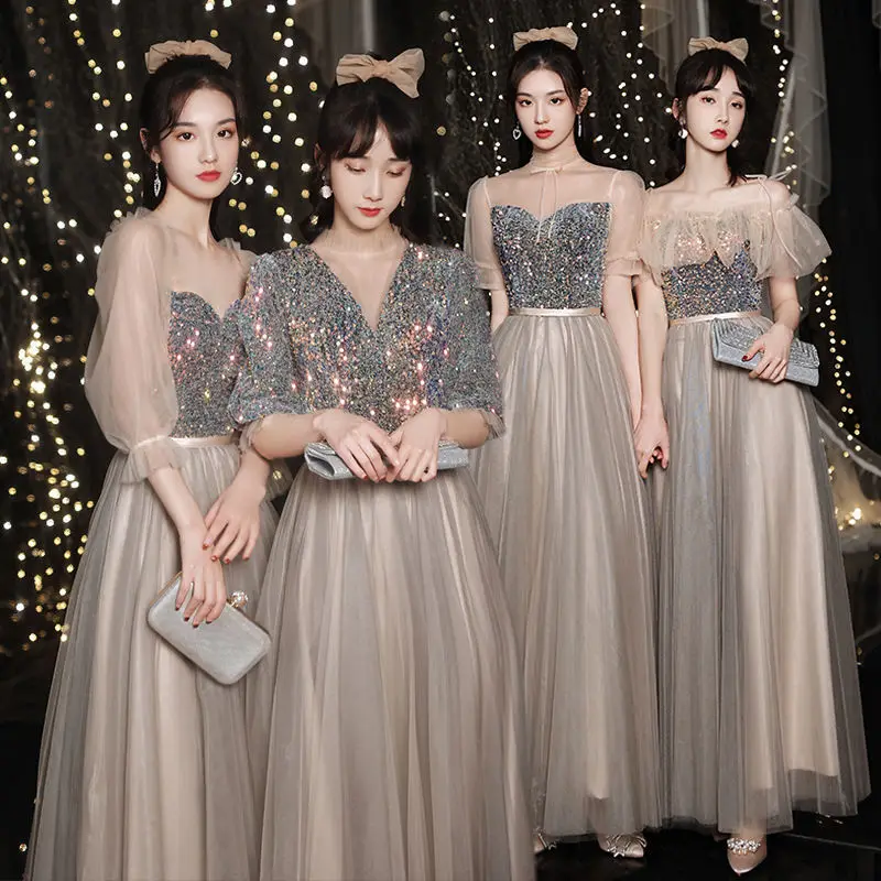 

Великолепное вечернее платье с V-образным вырезом и блестками, приталенное модное вечернее платье с аппликацией, женское банкетное платье, ...