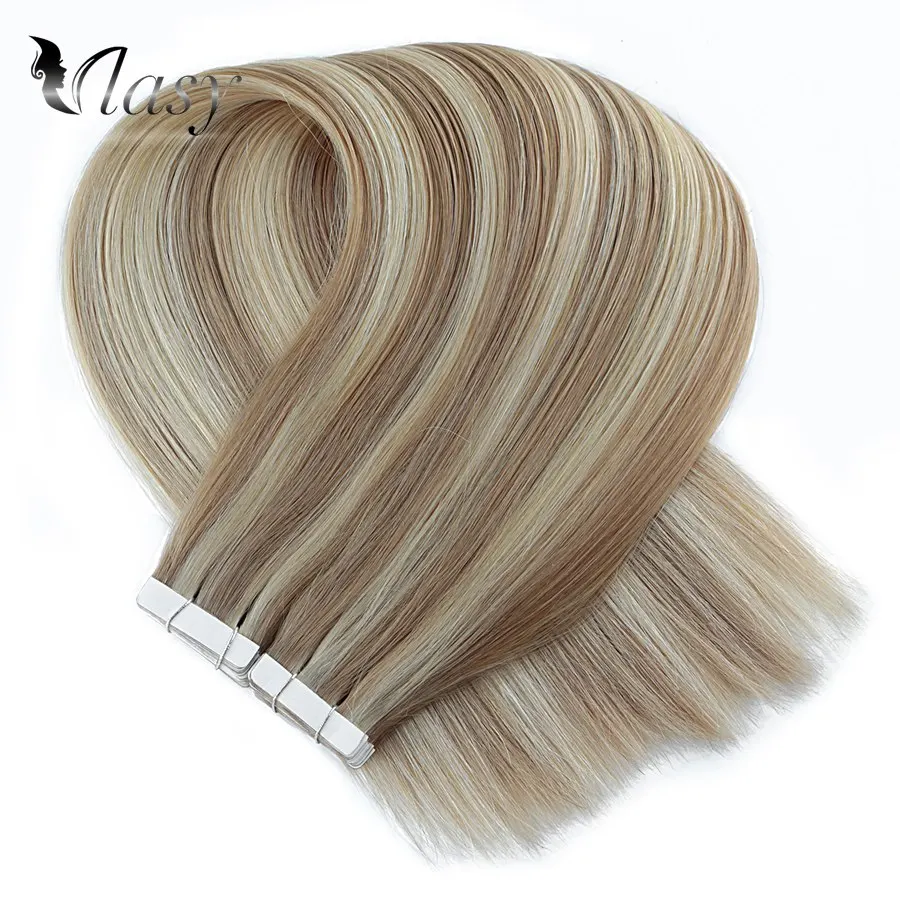 Vlasy 16 ''20'' 24 ''Волосы Remy на ленте для наращивания, цвет пианино, прямые волосы с двойным нарисованным плетением, клейкая лента для наращивания
