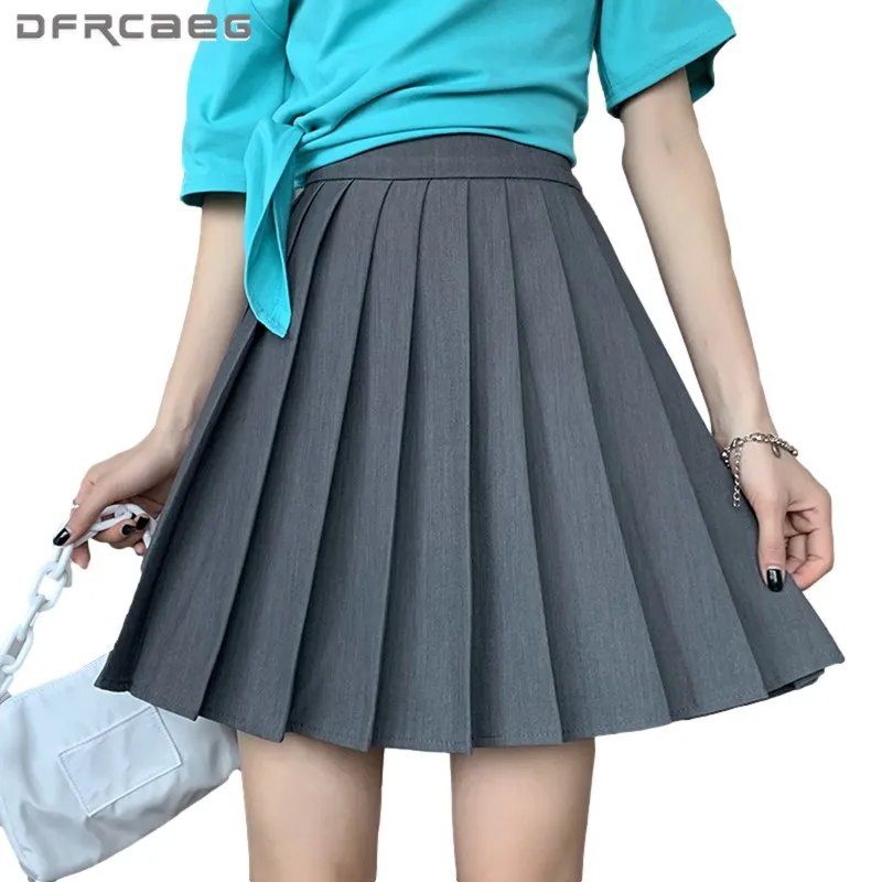 

Preppy Style Summer Pleated Skirt Women 2021 High Waist All-Match Vintage Japanese Mini Skirt Casual Saias Faldas Female