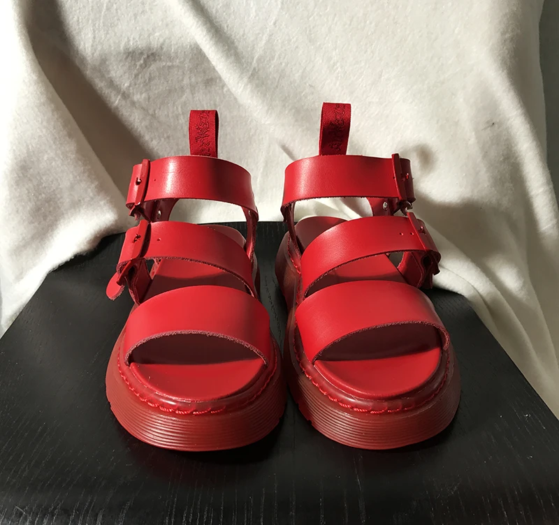 Женские кожаные сандалии на платформе пляжные толстом каблуке белые эспадрильи