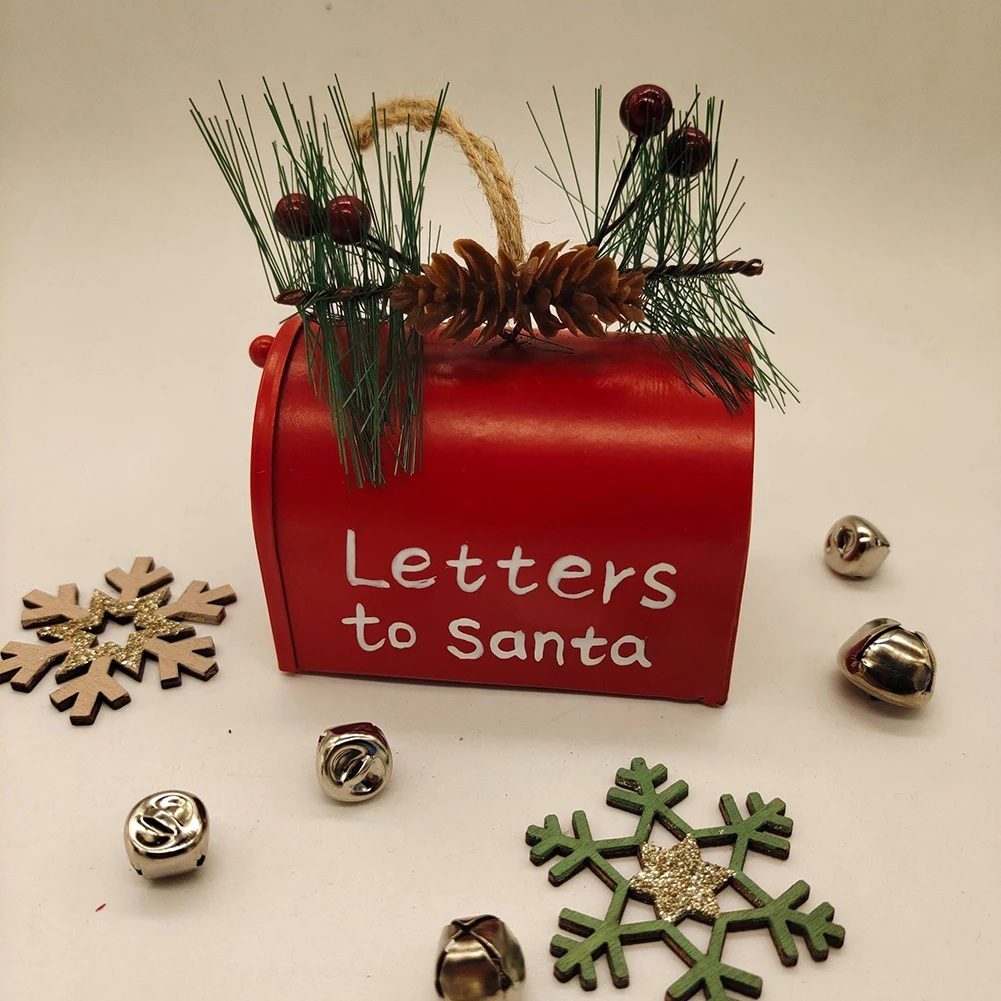 Creative Christmas Mailbox Wrought Iron Ornaments Crafts Metal Candy Gift Storage Mail Box Xmas Tree Decoration Pendant Organize | Игрушки и