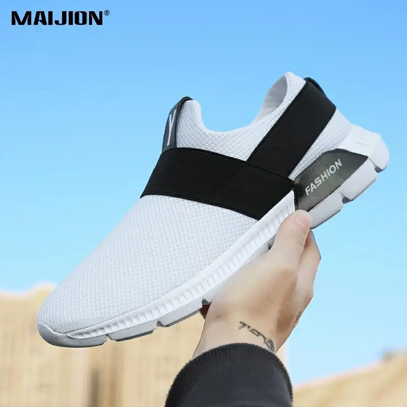 Мужские сетчатые дышащие кроссовки без шнуровки легкие простые беговые мужские 3