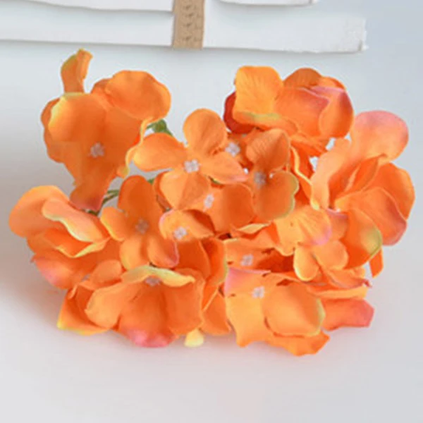 Orange Искусственная гортензия букет цветок, шелковые цветы с стержня для дома Свадебные украшения подарок DC112 - Цвет: Orange