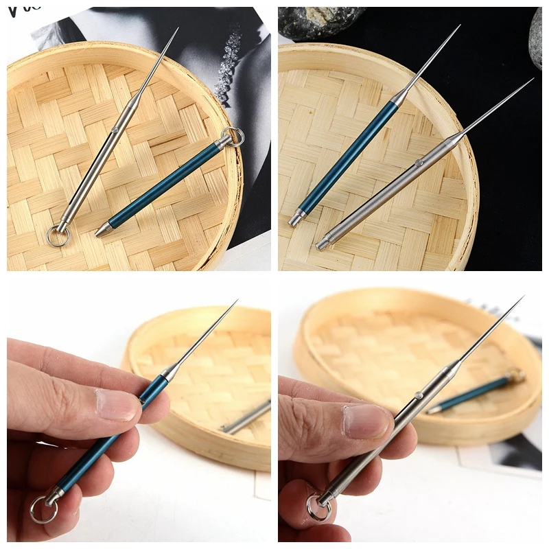Зубочистка из титанового сплава с пружинным дизайном и держателем для зубочисток, ультра-светильник, портативная многофункциональная вилка для фруктов, инструменты для повседневного использования