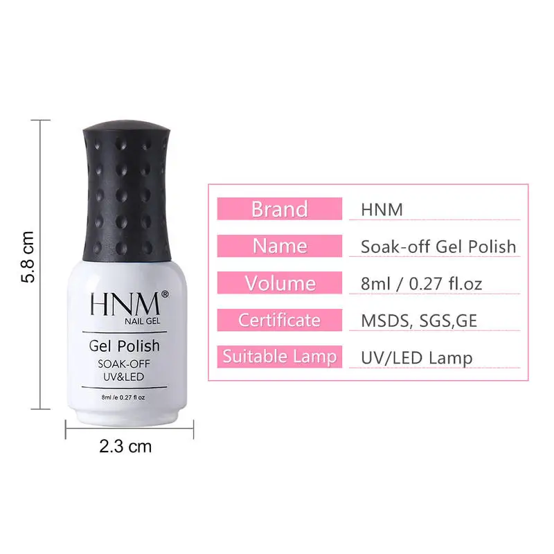 

HNM UV Gel Polish Soak Off 6Pcs Color Gel With Magnet Set Nail Varnish Vernis Primer UV LED Gelpolish Hybird Lacquer 8ML