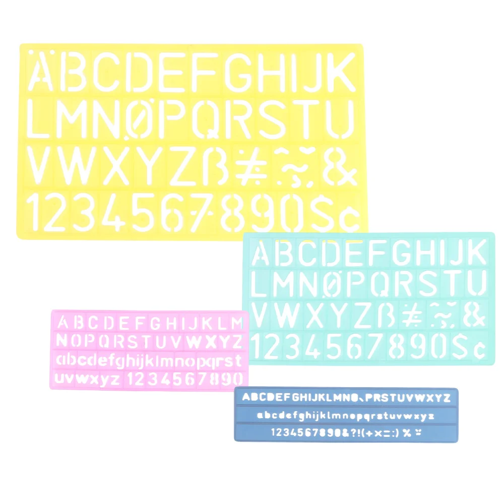 

4 Sets English Letter Digital Template Ruler Diy Template Ruler for Art Crafts