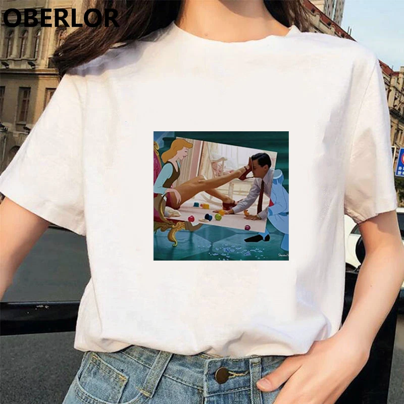 GM10127 Camisetas Verano Mujer футболка принцессы с принтом Золушки женская летняя белая с коротким рукавом Harajuku Эстетическая одежда - Цвет: GM10127