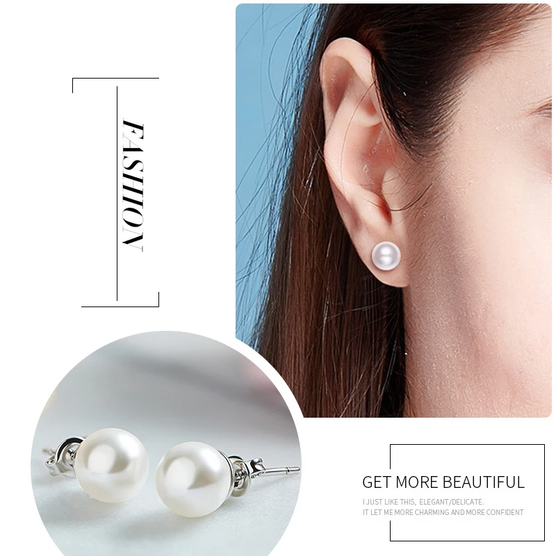 Серьги-гвоздики женские из серебра 925 пробы украшенные кристаллами в форме шара