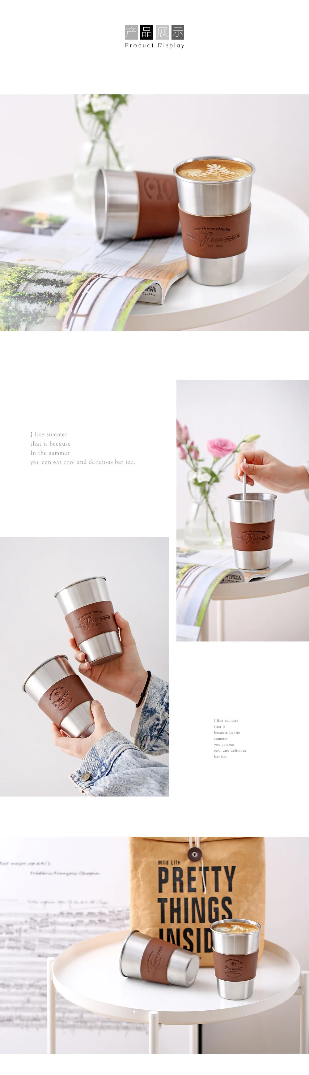 Soffe New Style Food Grade Stainless Steel Coffee Mug Cup Suitable For Office Home Anti-scalding Portable Travel Water Bottle