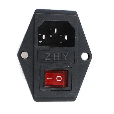 AC 250V 10A 3P IEC320 C14 Inlet Plug Power Socket w Fuse Holder Black Red | Обустройство дома