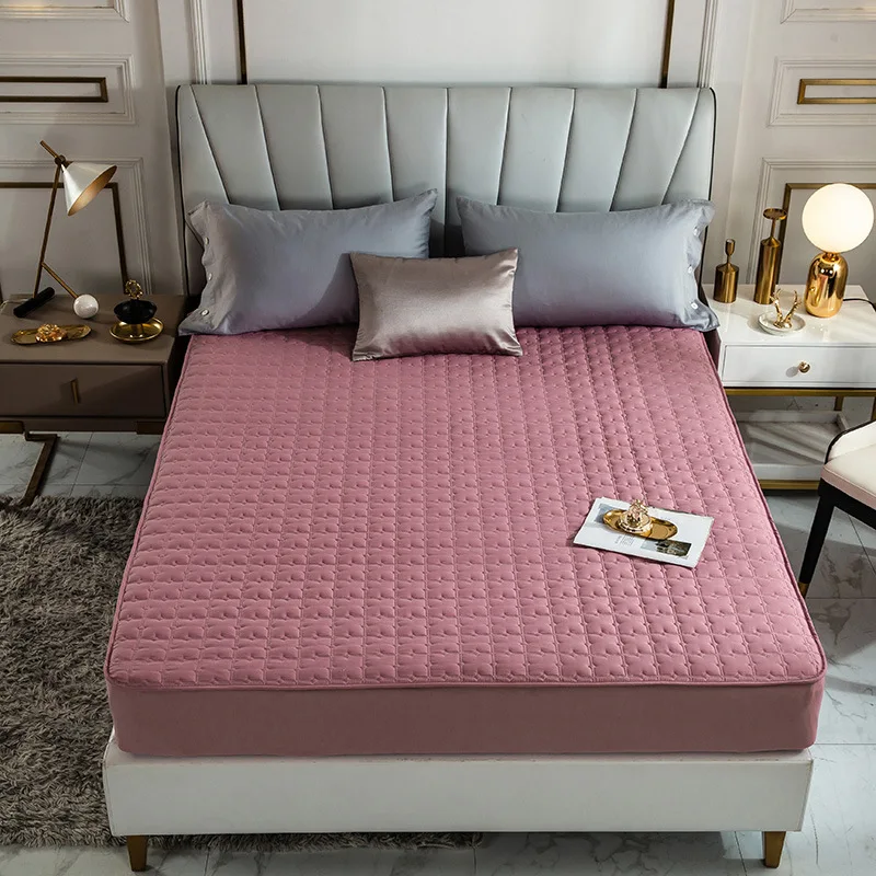 

2023 Plush Thicken Quilted Mattress Cover Warm Soft King Queen Quilted Bed Fitted Sheet Mattress Protector Not Including