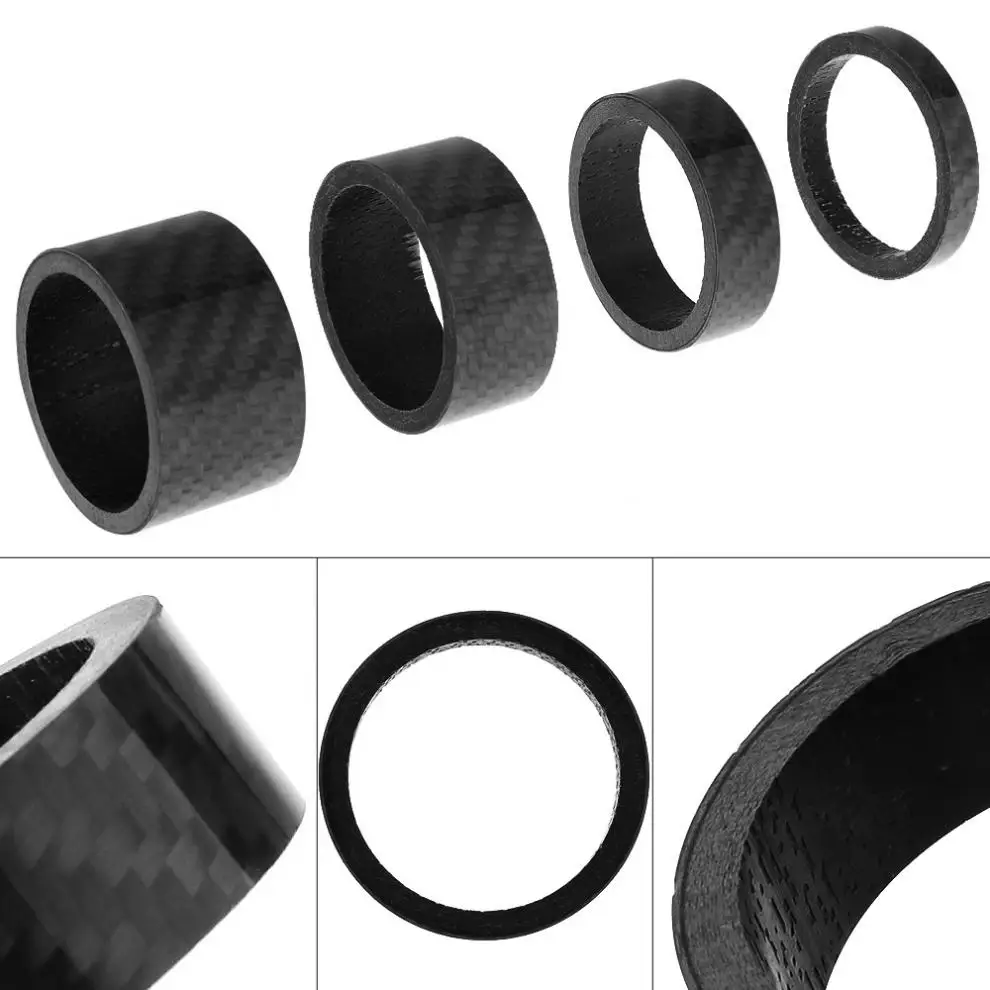 4pcs 1 1/8&quot 3K Glassy High Strength Durable Carbon Fiber Bike Fork Headset Spacer 5/10/15/20mm for Road / Mountain Bicycle | Спорт и