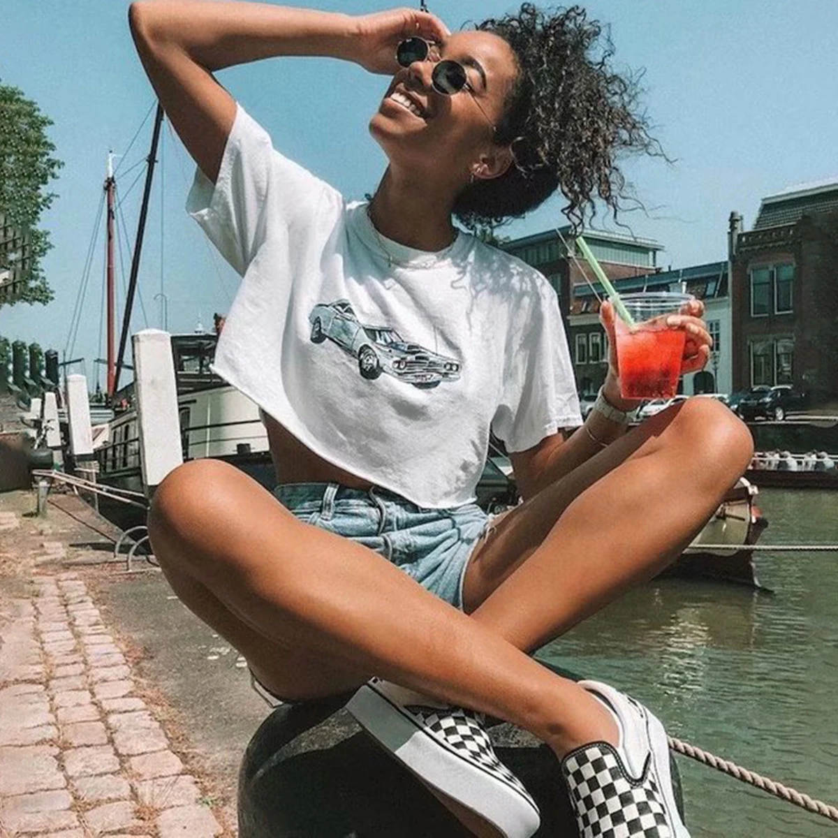 

Summer White Casual Graphic Print Tees Women New Cotton Short Sleeve O Neck T Shirts vogue Chic Streetwear Tee Shirt Femme