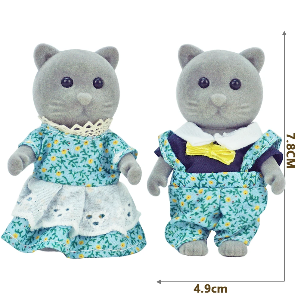 Новая семья голубых кошек с животными в лесу 1:12 дюймов кухонная утварь набор