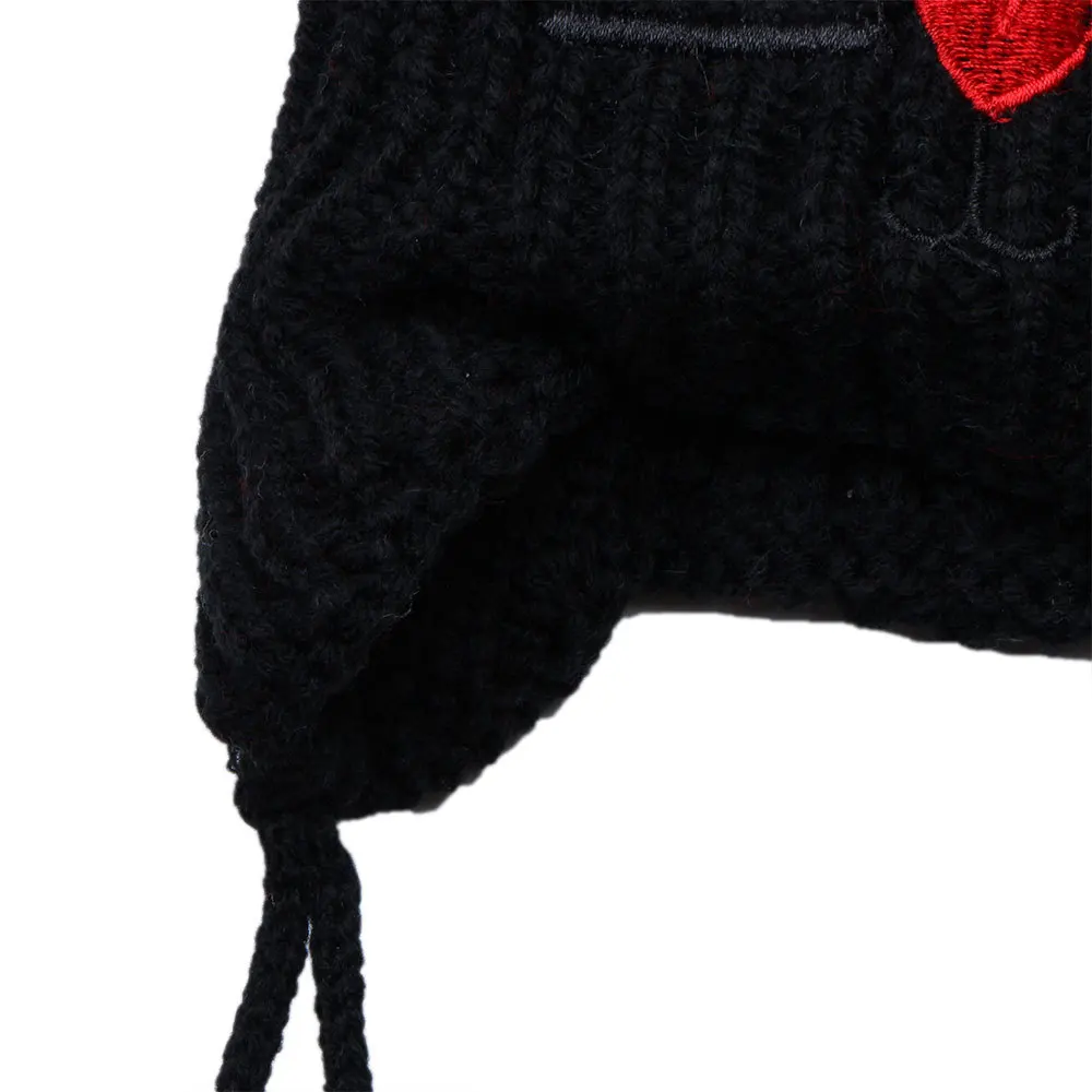 Детская вышивка мультяшного кота Beanie Зимняя Толстая вязаная теплая мягкая шапка с двойным помпоном для мальчиков и девочек, Кепка с ушами, шапочка для малышей