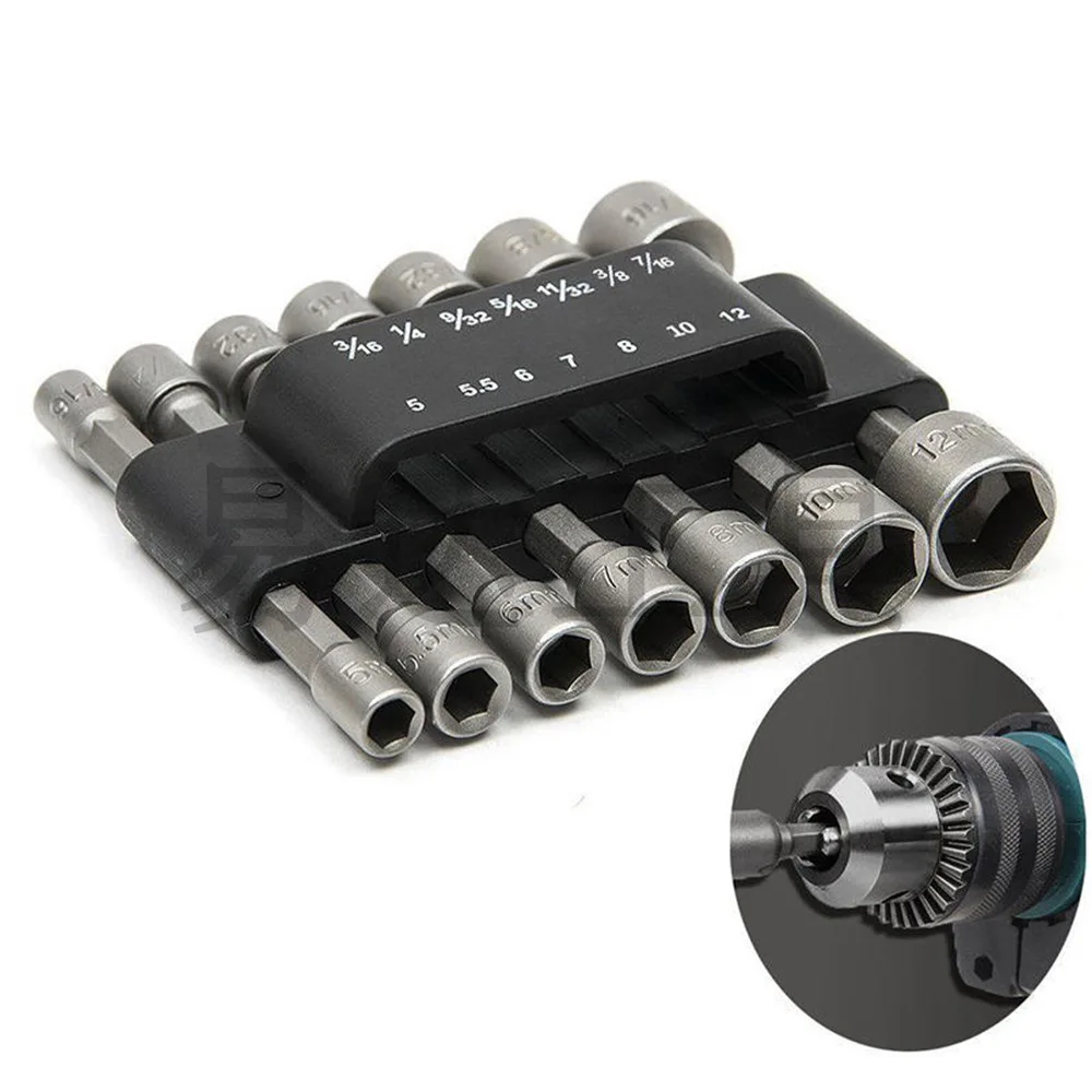 14 шт./компл. шестигранная гайка драйвер сверло гнездо адаптер Метрическая