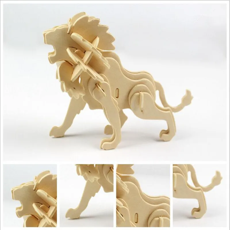 DIY Дети 3D деревянные пазлы модель животного Сборка строительные наборы Развивающие игрушки для детей