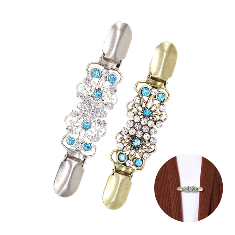 Женская винтажная шаль с кристаллами элегантная на утином пуху застежка для