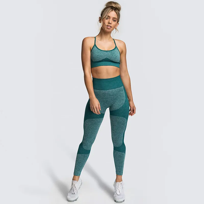 

Seamless Fitness Yoga Set Ensemble 2pc Women Sportswear Workout Set Gym Wear Running Clothes Sport Suit Bra Leggings Tracksuit