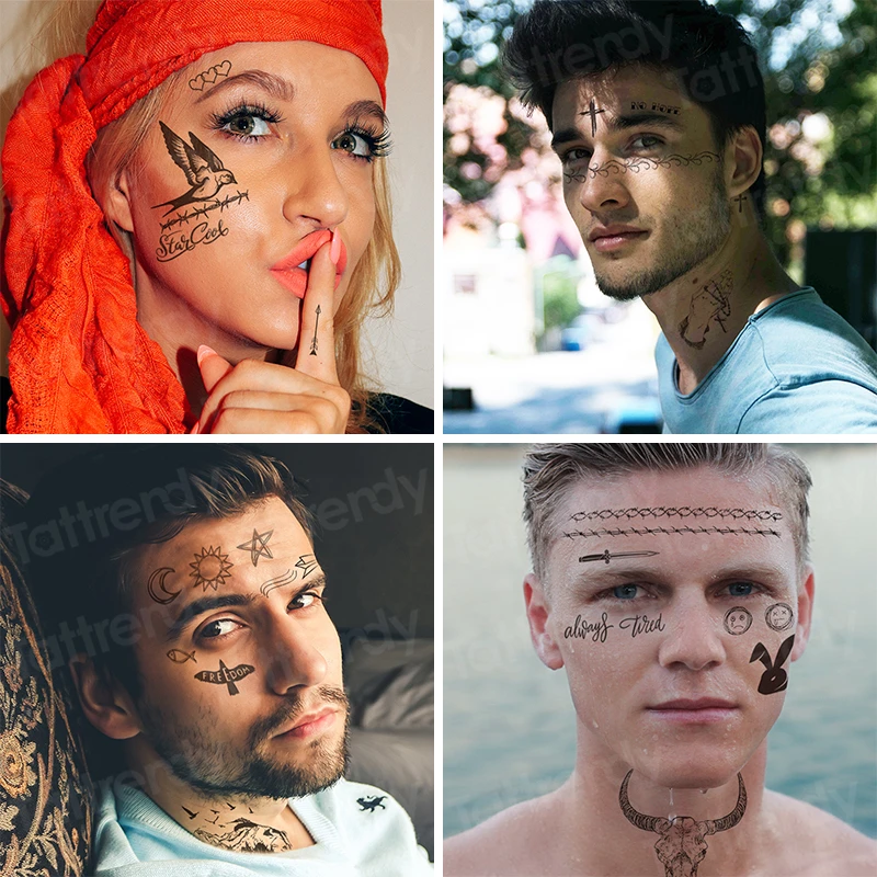 temporary face tattoos music symbols tattoo neck face hand stickers tattoo geometric letters tatoos wrist body art for boys men images - 6