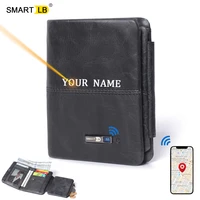 smart wallets anti lost bluetooth compatible tracker gps position record bifold cowhide leather men wallets coin purse