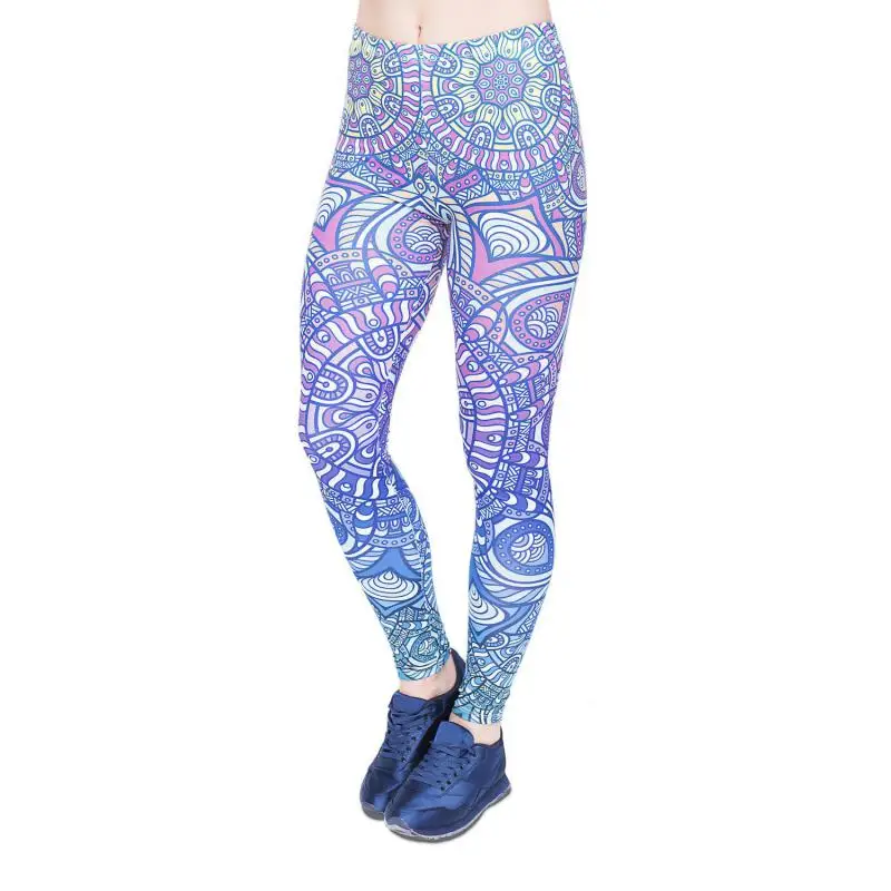 

Trendy printed slim slimming leggings home pants blue bottoming, anti-glare and stretchy