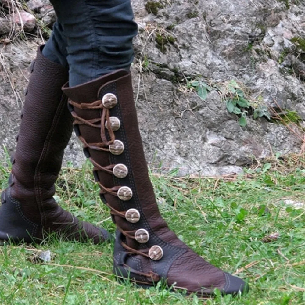 MoneRffi винтажные сапоги женские с круглым носком осенне зимние до колена