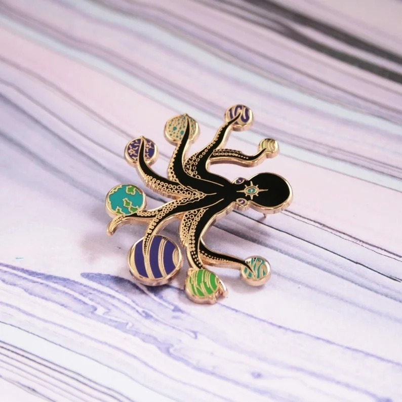 Эмалированная Шпилька осьминог|Броши| |