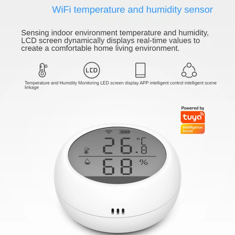 

Умный гигрометр Tuya с ЖК-дисплеем для детской комнаты, Wi-Fi датчик температуры и влажности, комнатный гигрометр, термометр